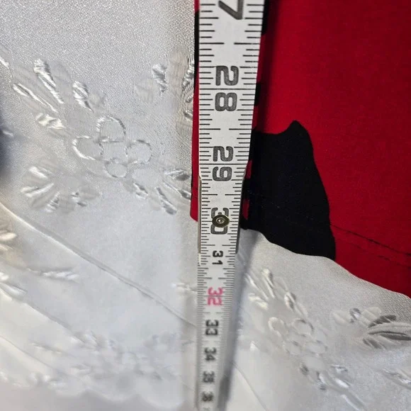 Frank Lyman Design Wide Leg Pants Woman Size 8 Red Black White Abstract Floral - Picture 6 of 11